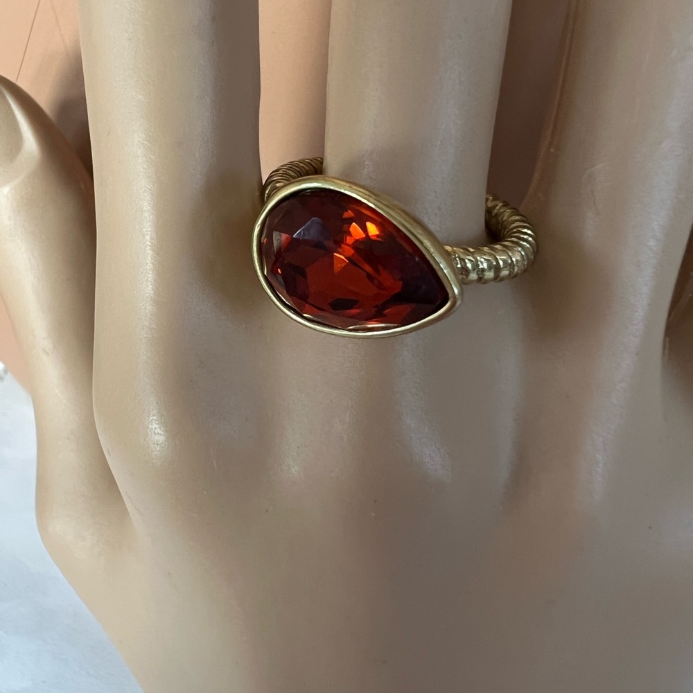 Heidi Daus Tangerine 🆕 tear drop faceted crystal size 8 ring